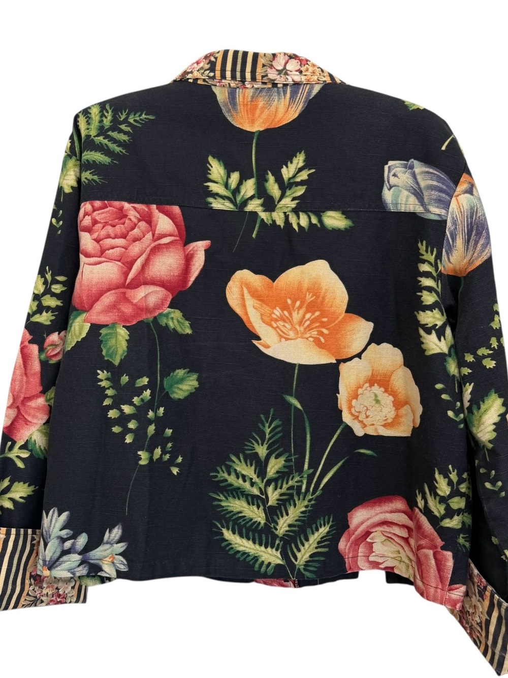 My Boyfriend’s Back Vintage Black-Pink Cotton Floral  Cropped Blazer Jacket - Picture 13 of 16